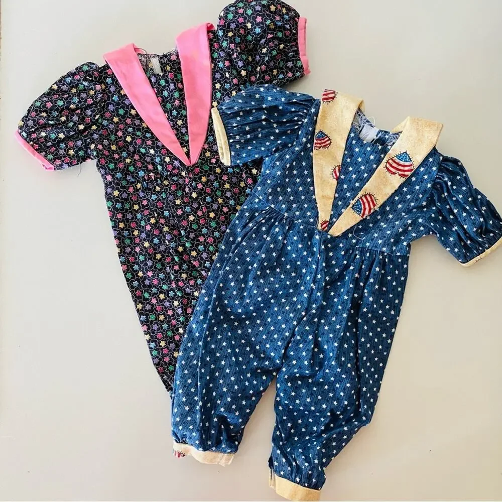 AMERICAN GIRL DOLL Blue Black Stars Americana Jumpsuit Romper Onesie Set 2